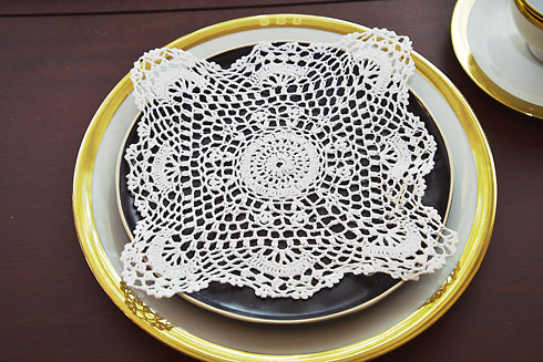 White color Square Crochet Lace Doilies. 8x8" Square Crochet